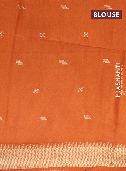 Bamboo saree grey and rustic orange with zari woven buttas and zari woven border