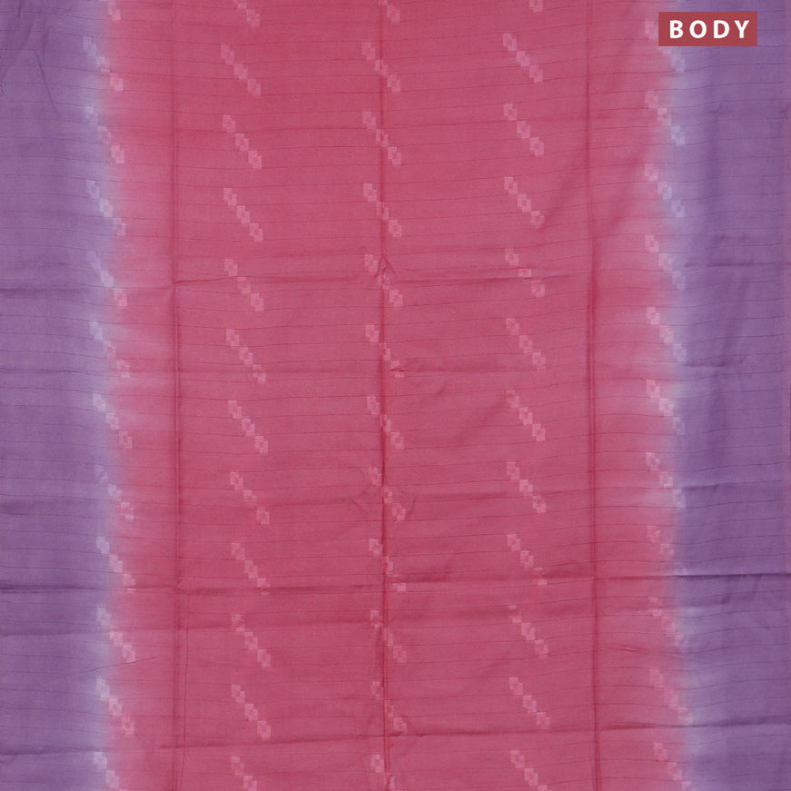 Bamboo saree pink and lavender with thread woven geometric buttas in borderless style