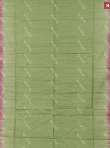 Bamboo saree green and wine shade with thread woven geometric buttas in borderless style