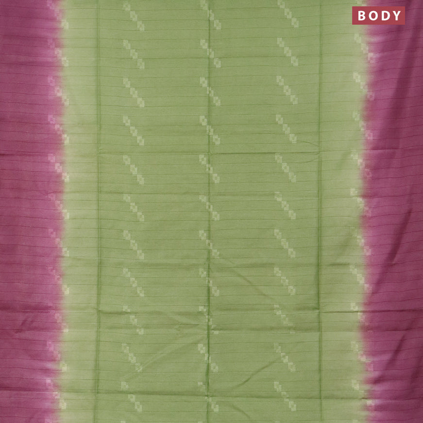 Bamboo saree green and wine shade with thread woven geometric buttas in borderless style