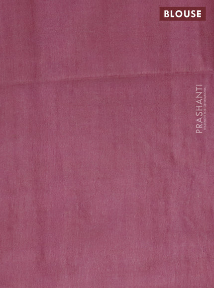 Bamboo saree mauve pink and green with allover self emboss & thread strips in borderless style