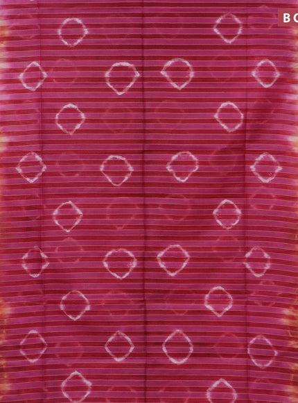 Bamboo saree magenta pink and orange shade with allover stripes pattern & batik prints and sequin work pallu