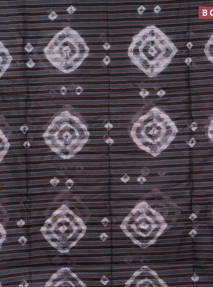 Bamboo saree grey and pink shade with allover stripes pattern & batik prints and sequin work pallu