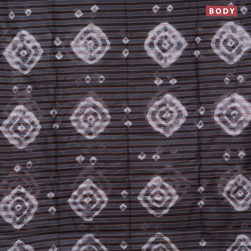 Bamboo saree grey and pink shade with allover stripes pattern & batik prints and sequin work pallu