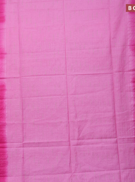 Bamboo saree light pink and pink with allover thread & zari stripe pattern and woven border