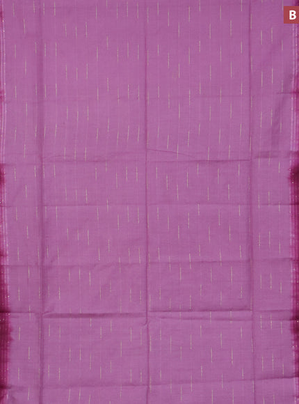 Bamboo saree lotus pink and dark magenta pink with allover thread & zari stripe pattern and woven border