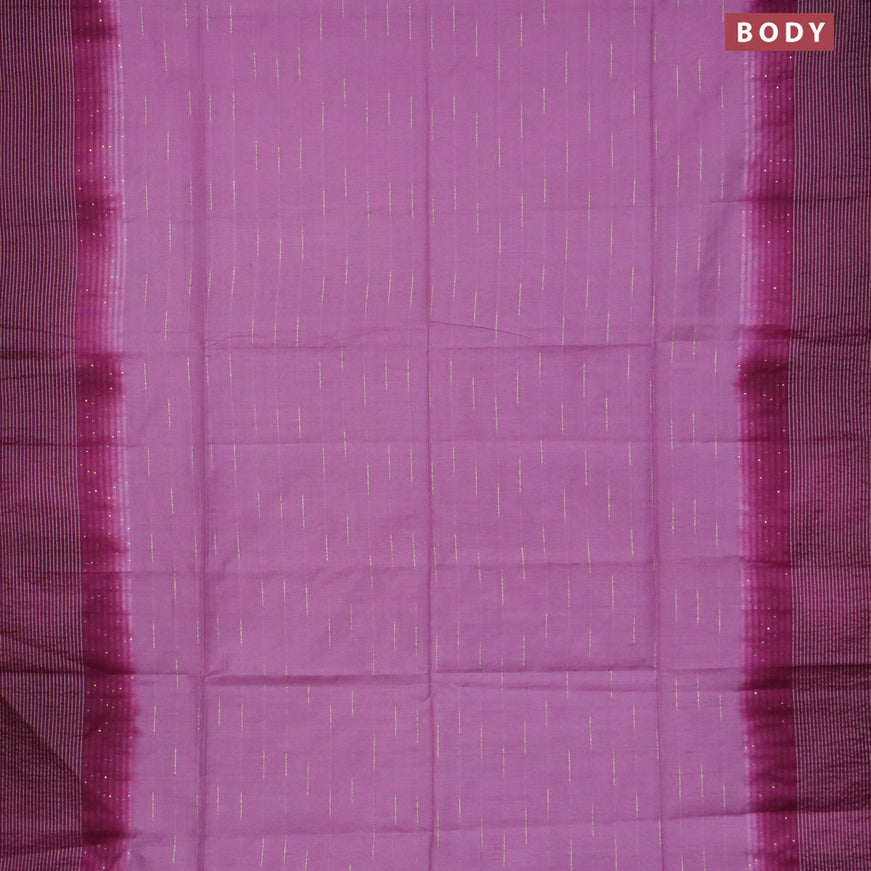 Bamboo saree lotus pink and dark magenta pink with allover thread & zari stripe pattern and woven border