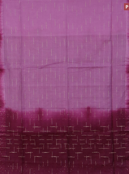 Bamboo saree lotus pink and dark magenta pink with allover thread & zari stripe pattern and woven border