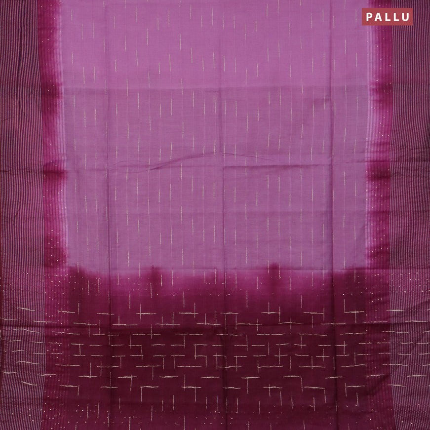 Bamboo saree lotus pink and dark magenta pink with allover thread & zari stripe pattern and woven border