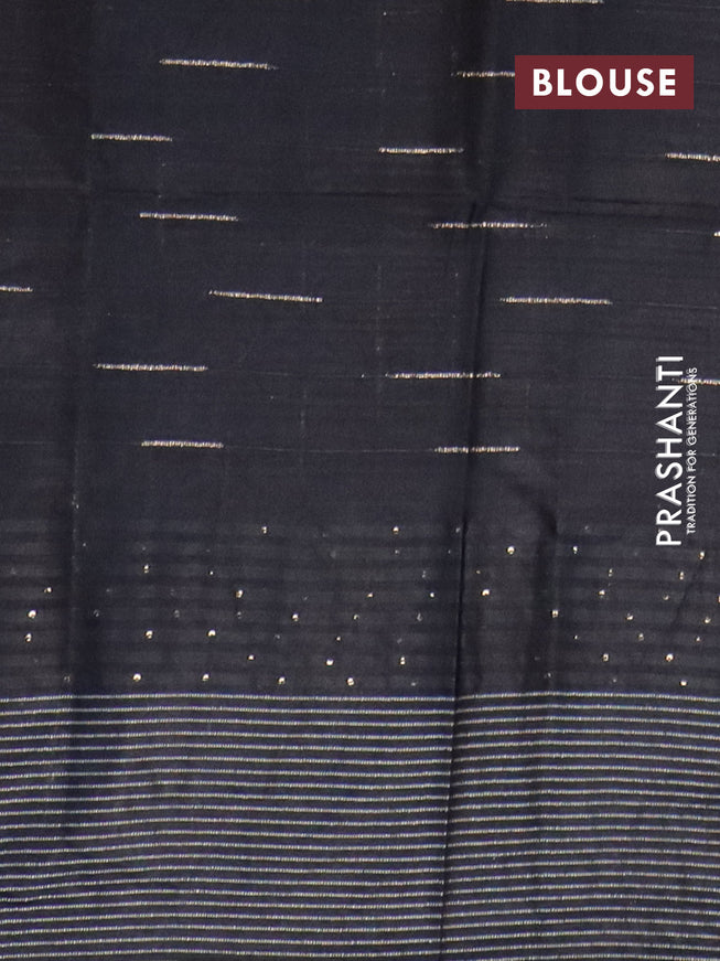 Bamboo saree grey and black with allover thread & zari stripe pattern and woven border