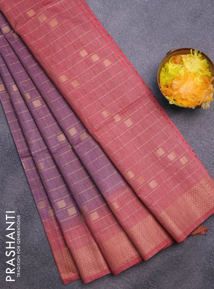 Bamboo saree purple shade and red shade with allover zari weaves & buttas and zari woven border