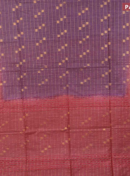 Bamboo saree purple shade and red shade with allover zari weaves & buttas and zari woven border