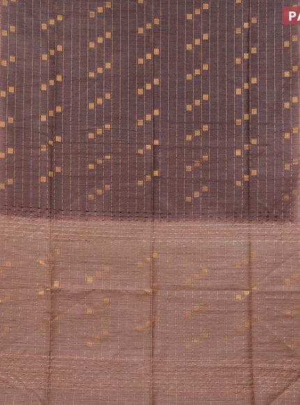 Bamboo saree brown shade and sandal with allover zari weaves & buttas and zari woven border