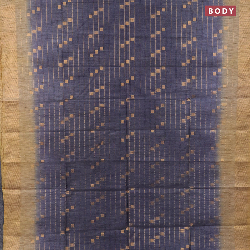 Bamboo saree grey shade and yellow with allover zari weaves & buttas and zari woven border