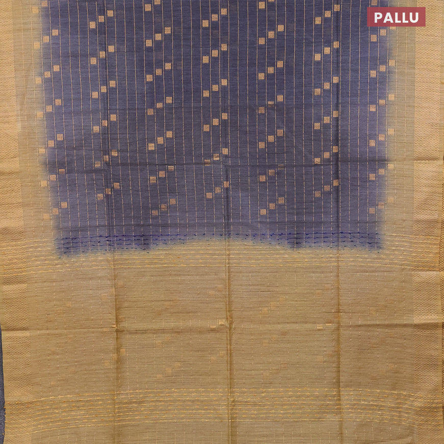 Bamboo saree grey shade and yellow with allover zari weaves & buttas and zari woven border