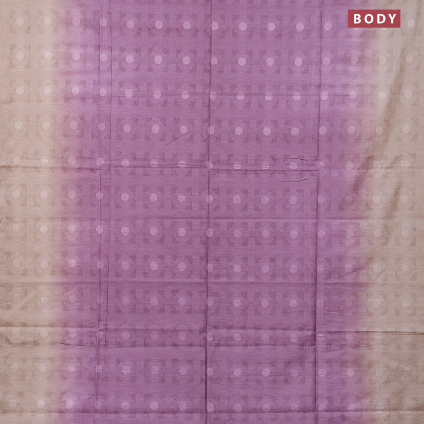 Bamboo saree mild purple and cream with self emboss and simple border