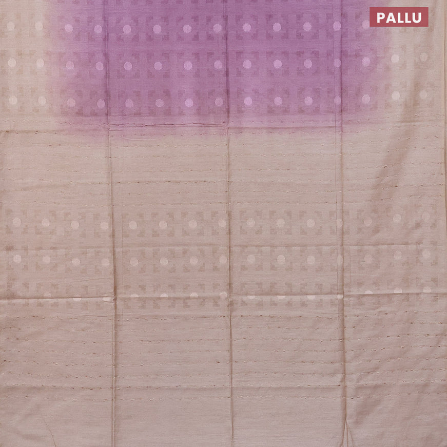 Bamboo saree mild purple and cream with self emboss and simple border