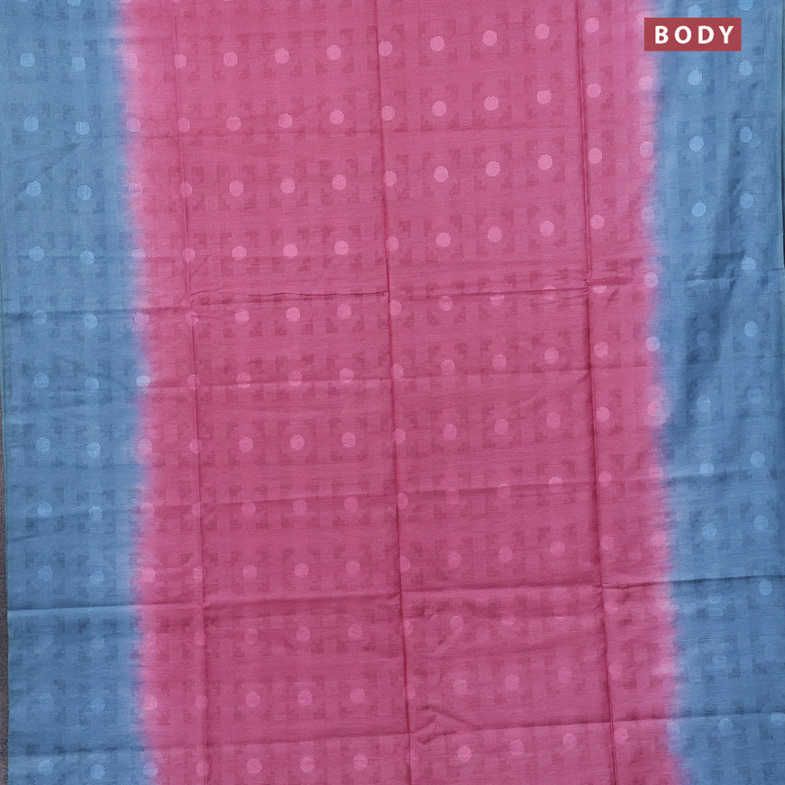 Bamboo saree pink shade and blue shade with self emboss and simple border