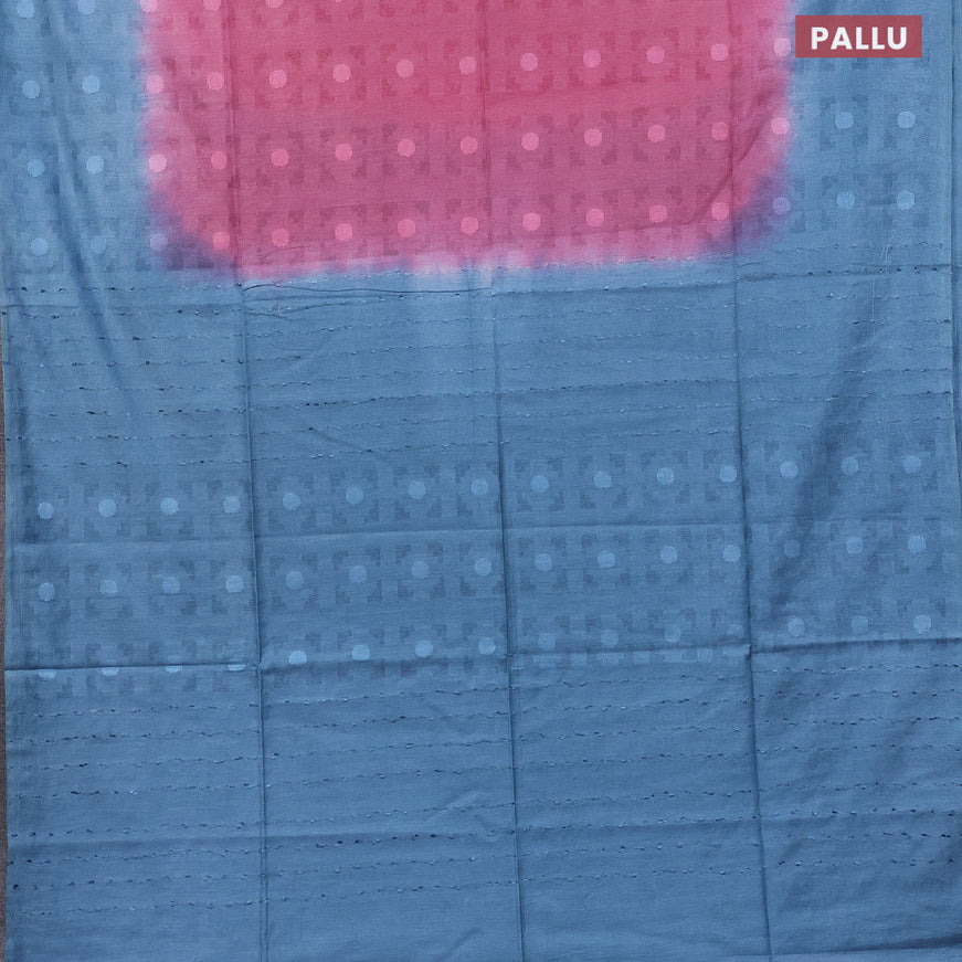 Bamboo saree pink shade and blue shade with self emboss and simple border