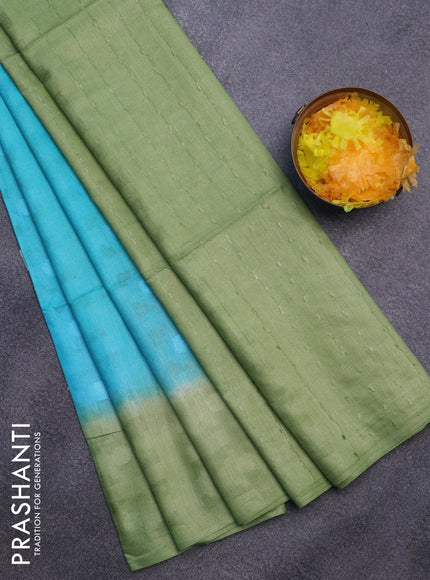 Bamboo saree light blue and light green with self emboss and simple border