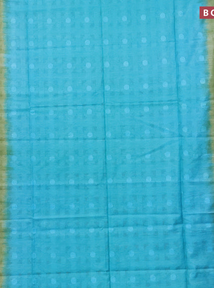 Bamboo saree light blue and light green with self emboss and simple border