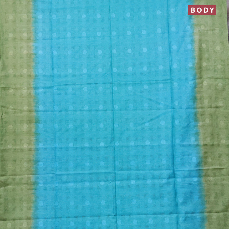 Bamboo saree light blue and light green with self emboss and simple border