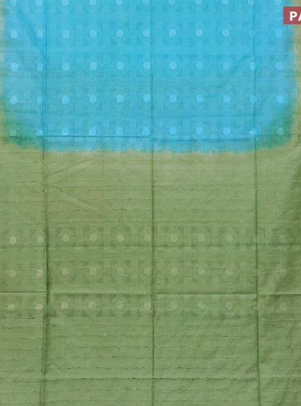 Bamboo saree light blue and light green with self emboss and simple border