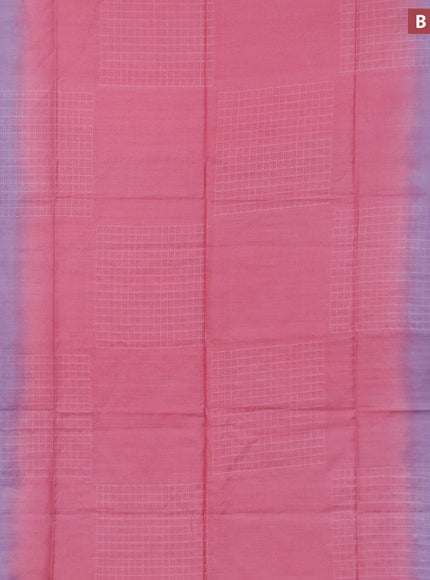 Bamboo saree pink shade and lavender shade with checked pattern and sequin work pallu