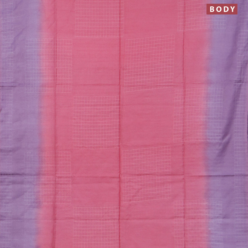 Bamboo saree pink shade and lavender shade with checked pattern and sequin work pallu