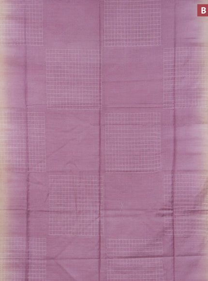 Bamboo saree mild purple and cream with checked pattern and sequin work pallu