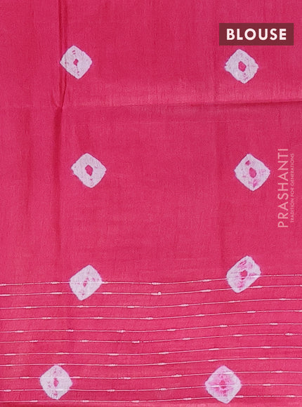 Bamboo saree green shade and pink with tie & dye prints zari buttas and woven border