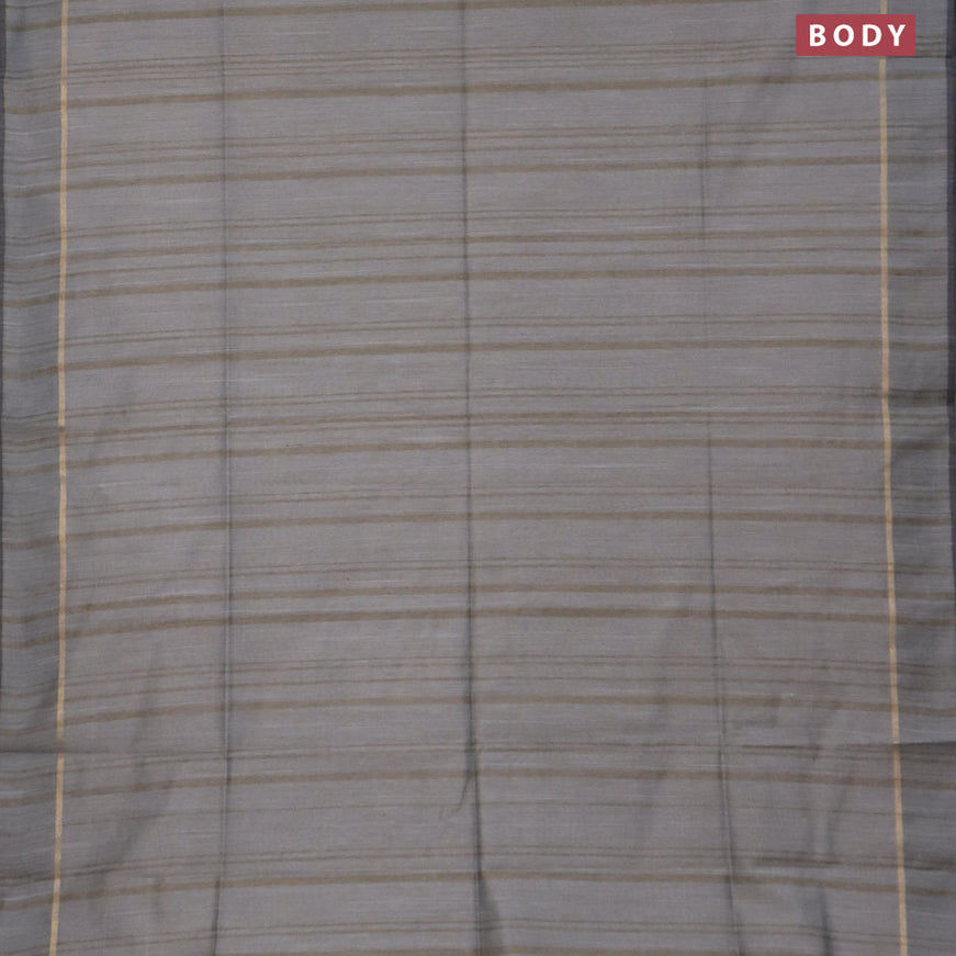 Bamboo saree grey with plain body and zari woven simple border