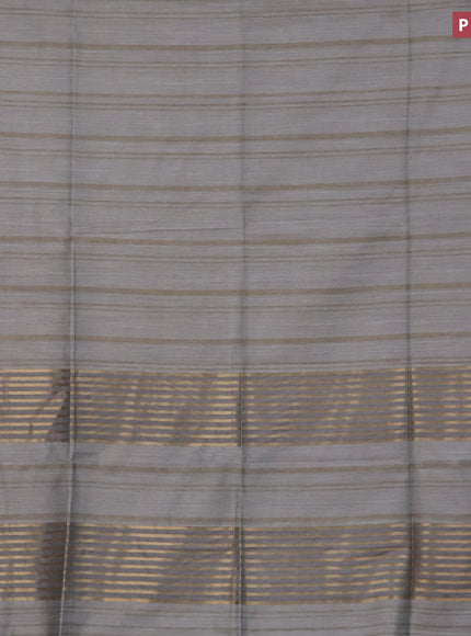 Bamboo saree grey with plain body and zari woven simple border