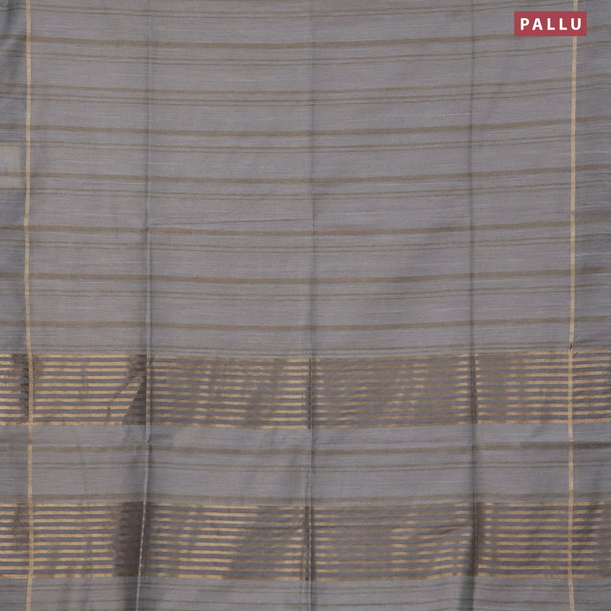 Bamboo saree grey with plain body and zari woven simple border