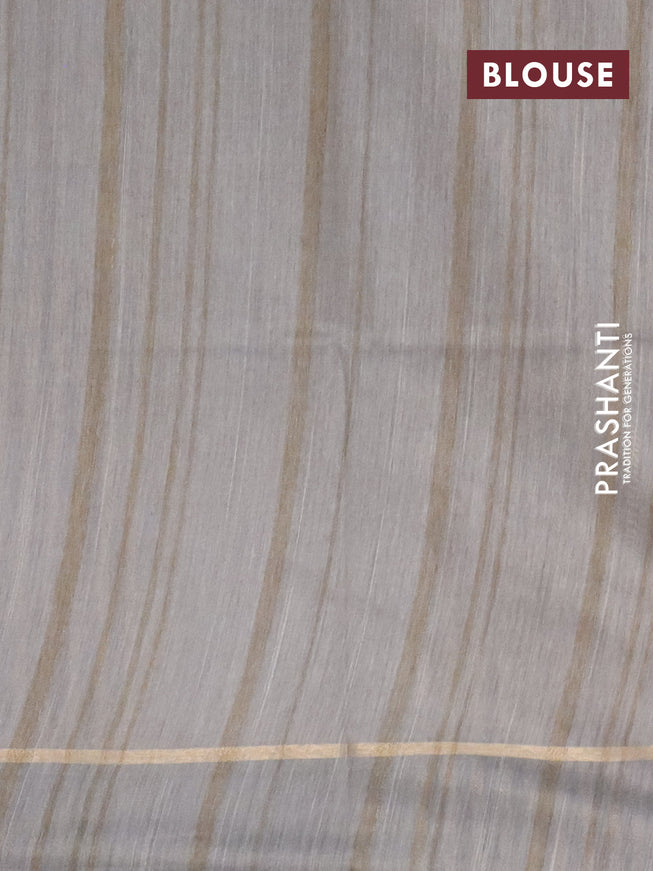 Bamboo saree grey with plain body and zari woven simple border