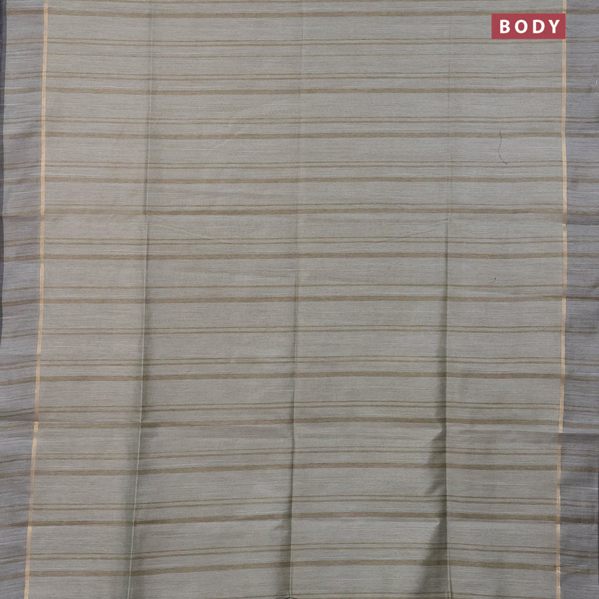 Bamboo saree pastel green with plain body and zari woven simple border