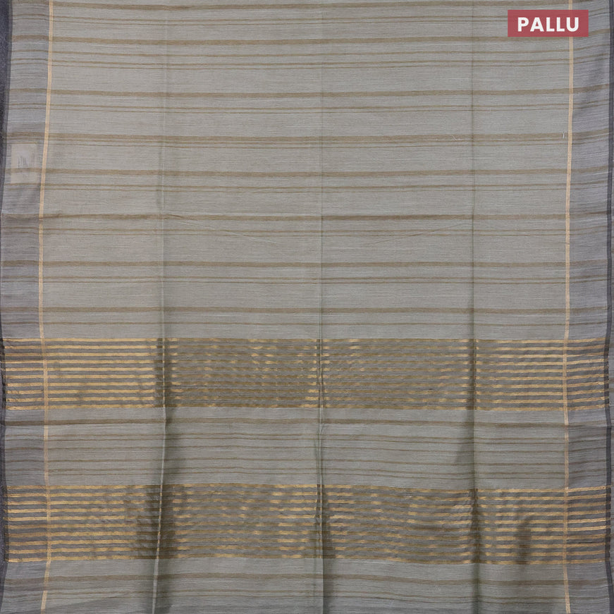 Bamboo saree pastel green with plain body and zari woven simple border