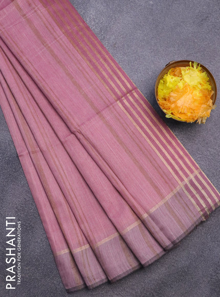 Bamboo saree pink shade and pastel pink with plain body and zari woven simple border