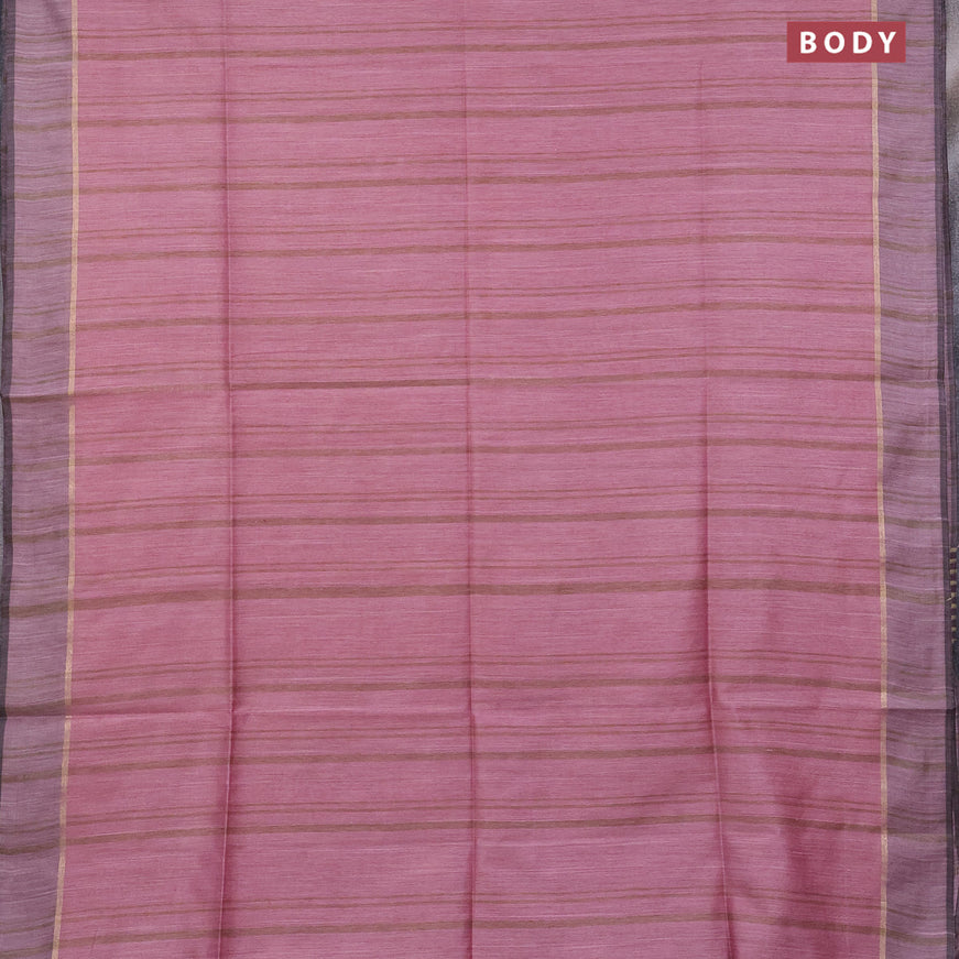 Bamboo saree pink shade and pastel pink with plain body and zari woven simple border