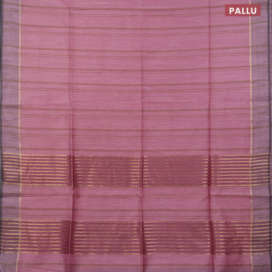 Bamboo saree pink shade and pastel pink with plain body and zari woven simple border