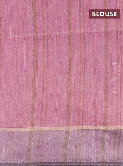 Bamboo saree pink shade and pastel pink with plain body and zari woven simple border