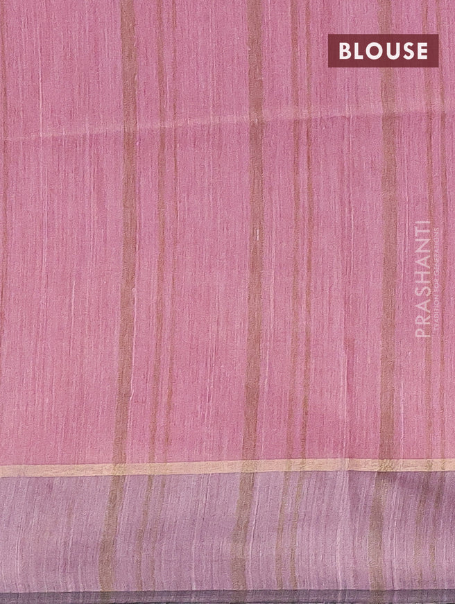 Bamboo saree pink shade and pastel pink with plain body and zari woven simple border