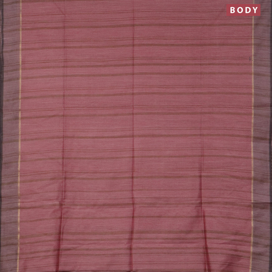 Bamboo saree pink shade and pastel pink with plain body and zari woven simple border