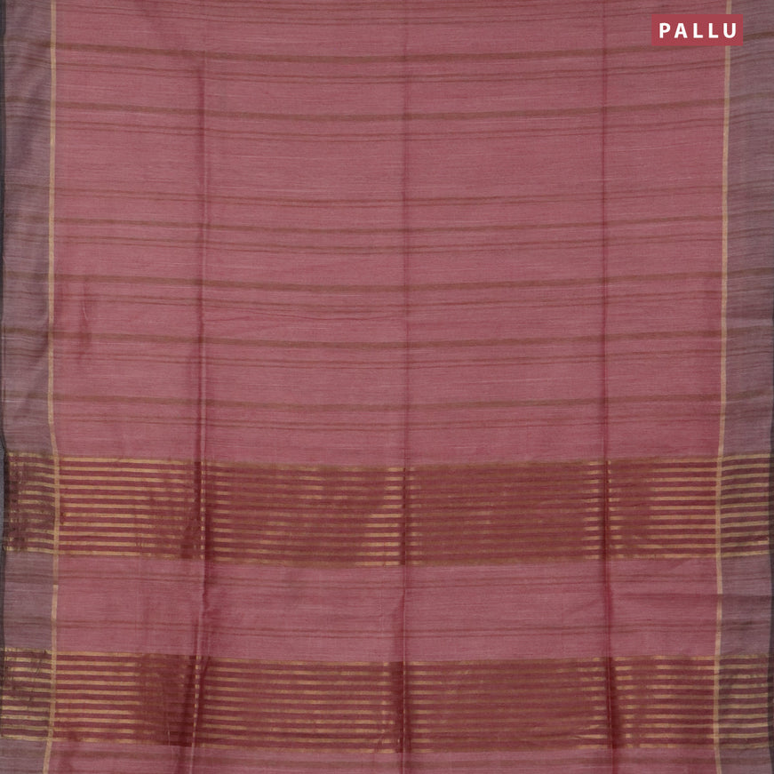 Bamboo saree pink shade and pastel pink with plain body and zari woven simple border