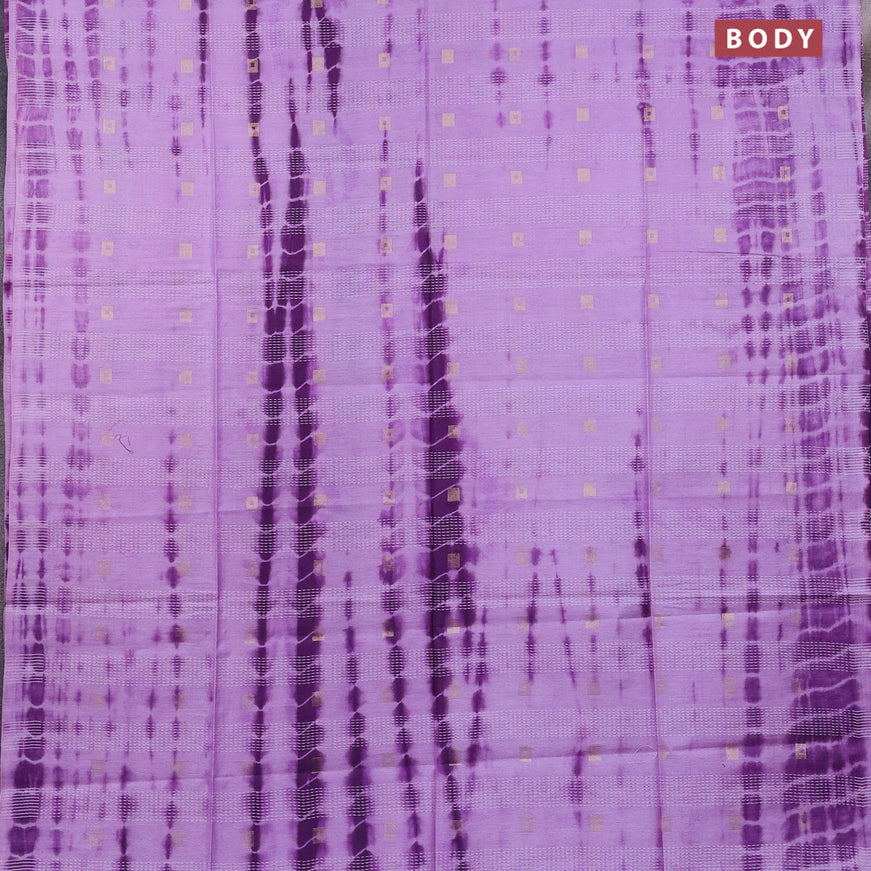 Bamboo saree lavender shade and violet with tie & dye prints zari buttas and sequin work pallu