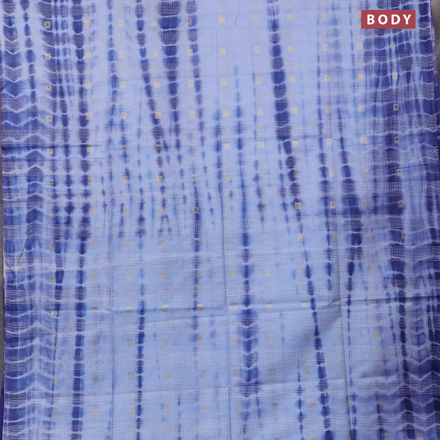 Bamboo saree pastel blue and blue with tie & dye prints zari buttas and sequin work pallu