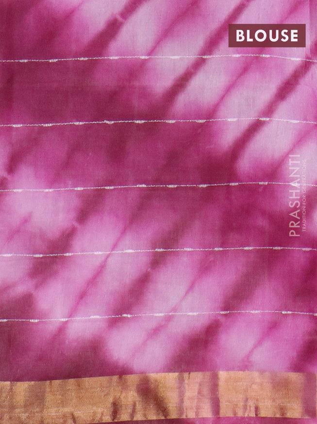 Bamboo saree light pink and wine shade with allover thread checks & tie and dye prints and zari woven border