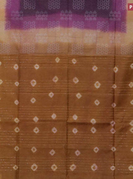 Bamboo saree deep purple and mustard shade with allover thread weaves and sequin work pallu