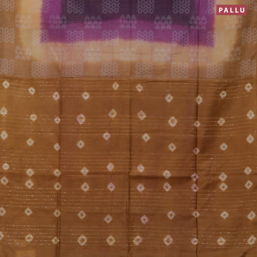 Bamboo saree deep purple and mustard shade with allover thread weaves and sequin work pallu