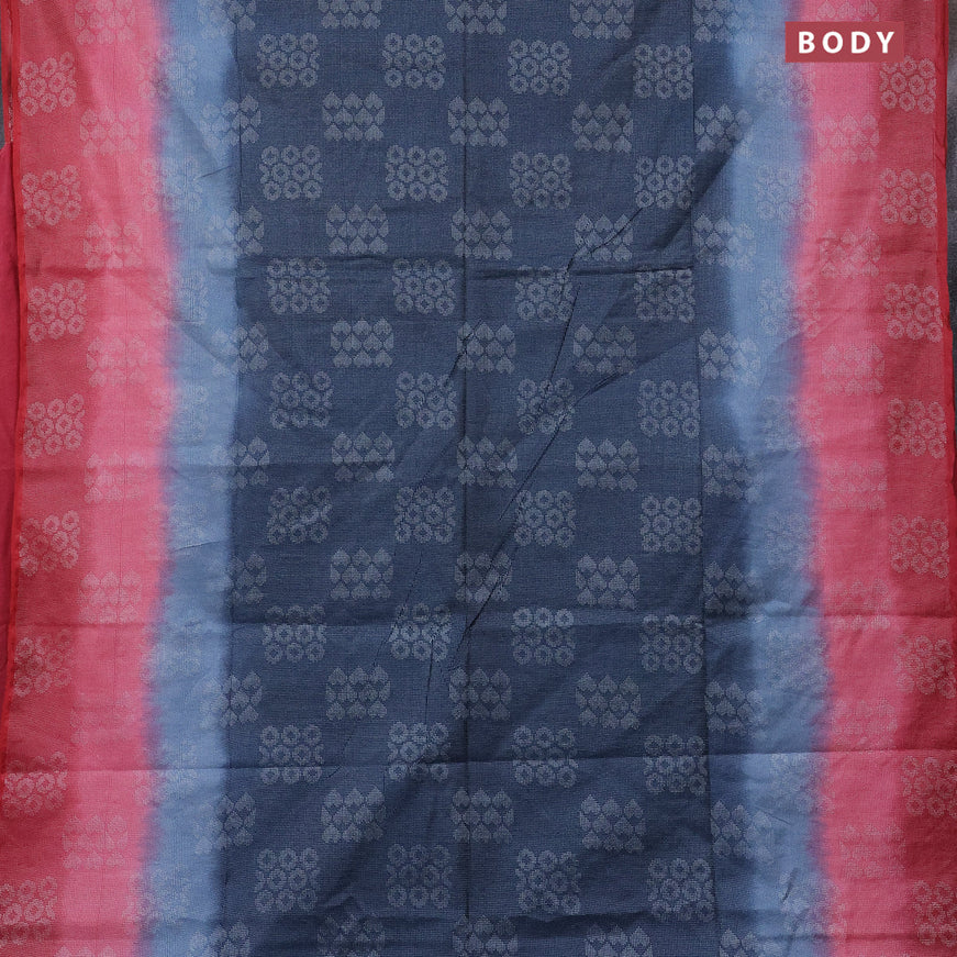 Bamboo saree dark peacock blue and pink shade with allover thread weaves and sequin work pallu